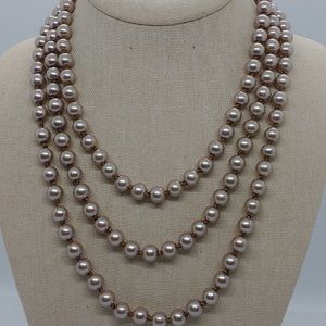 Pearl Necklace /  Lightweight Pearl Glass Beads - Champagne